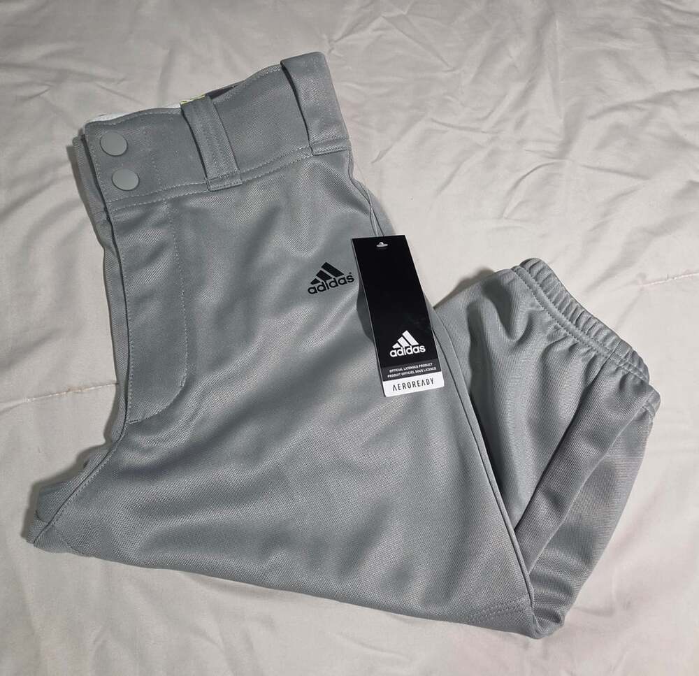 Adidas Baseball Knee Length Elastic Bottom Pants Size M Gray Aeroready
